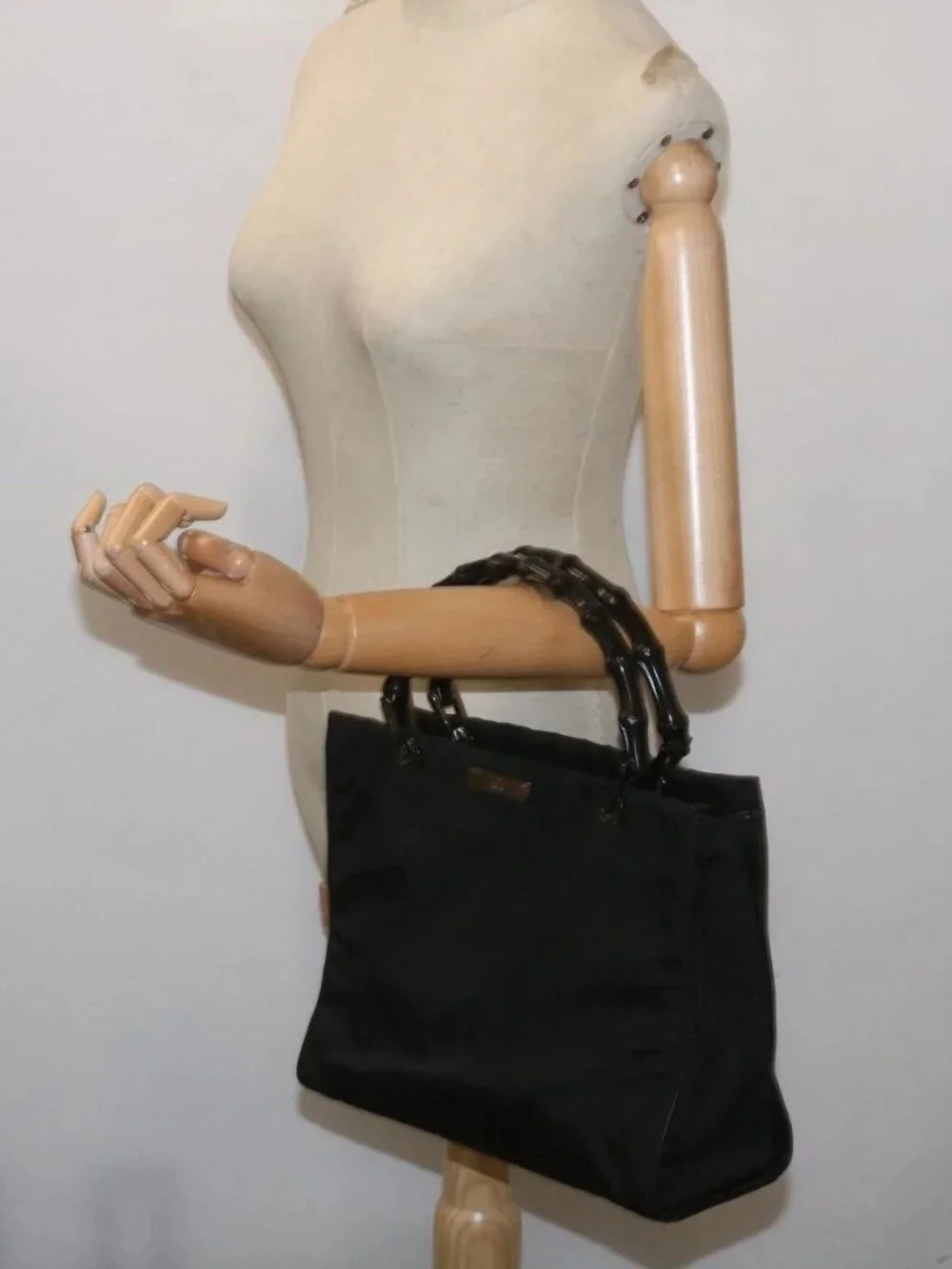 GUCCI Bamboo Hand Bag Canvas Black 002 1016 Auth ep3520